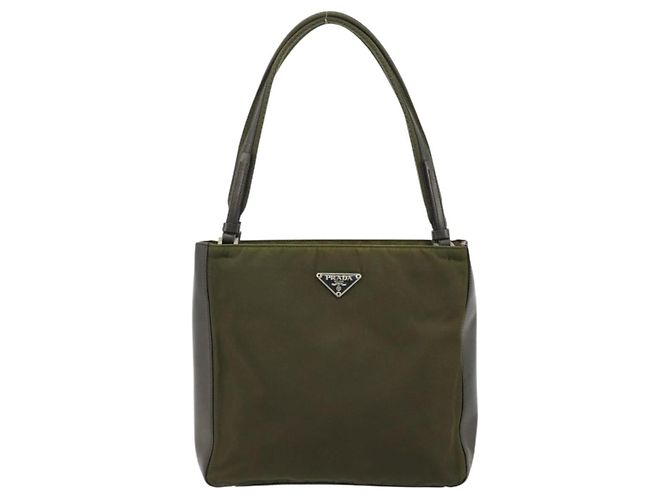 PRADA Handtasche Nylon Khaki Silber Authentisch 175268 - Ansicht 3