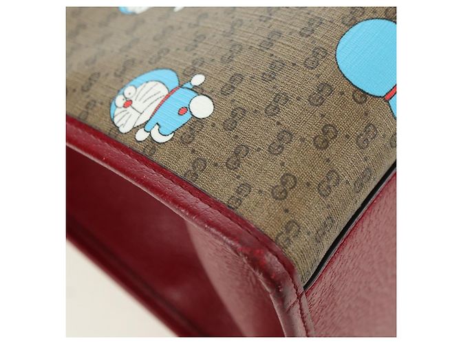 GUCCI GUCCI �~ Bolsa Micro GG Supreme Doraemon PVC 2way 653952 Auth YKZ1325SAM Bege Dourado - vista 13