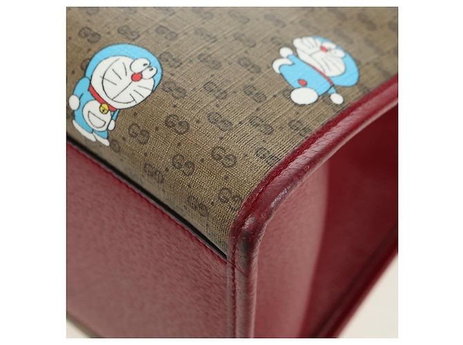 GUCCI GUCCI �~ Bolsa Micro GG Supreme Doraemon PVC 2way 653952 Auth YKZ1325SAM Bege Dourado - vista 14