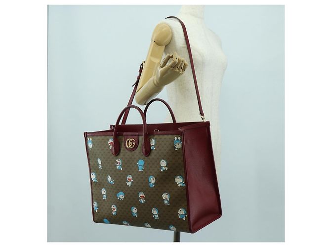 GUCCI GUCCI �~ Bolsa Micro GG Supreme Doraemon PVC 2way 653952 Auth YKZ1325SAM Bege Dourado - vista 26