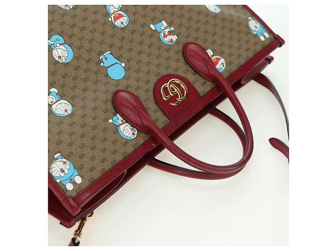 GUCCI GUCCI �~ Bolsa Micro GG Supreme Doraemon PVC 2way 653952 Auth YKZ1325SAM Bege Dourado - vista 6