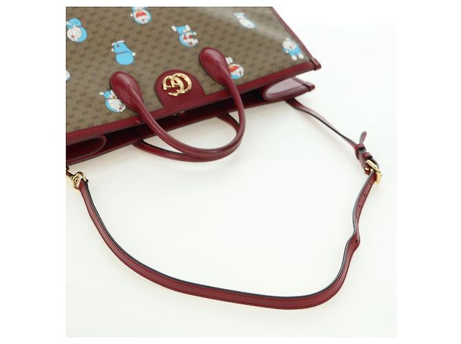 GUCCI GUCCI �~ Bolsa Micro GG Supreme Doraemon PVC 2way 653952 Auth YKZ1325SAM Bege Dourado - vista 9
