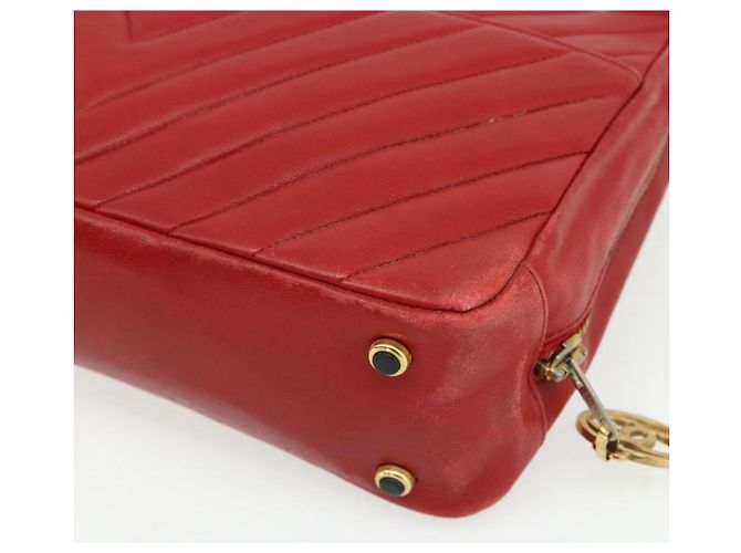 Borsa a Spalla V Stitch CHANEL in Pelle di Agnello Oro Rosso CC Auth mr2345 D'oro - vista 10