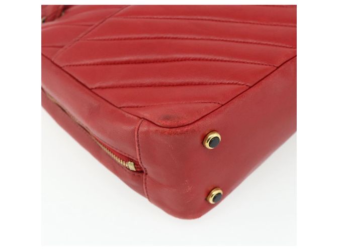 Borsa a Spalla V Stitch CHANEL in Pelle di Agnello Oro Rosso CC Auth mr2345 D'oro - vista 11