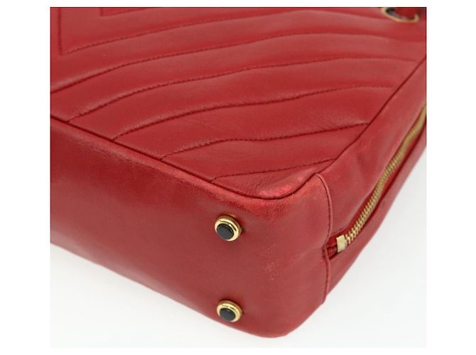 Borsa a Spalla V Stitch CHANEL in Pelle di Agnello Oro Rosso CC Auth mr2345 D'oro - vista 12