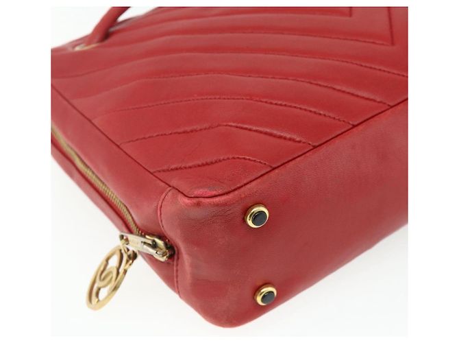 Borsa a Spalla V Stitch CHANEL in Pelle di Agnello Oro Rosso CC Auth mr2345 D'oro - vista 13