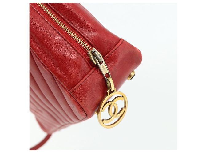 Borsa a Spalla V Stitch CHANEL in Pelle di Agnello Oro Rosso CC Auth mr2345 D'oro - vista 14