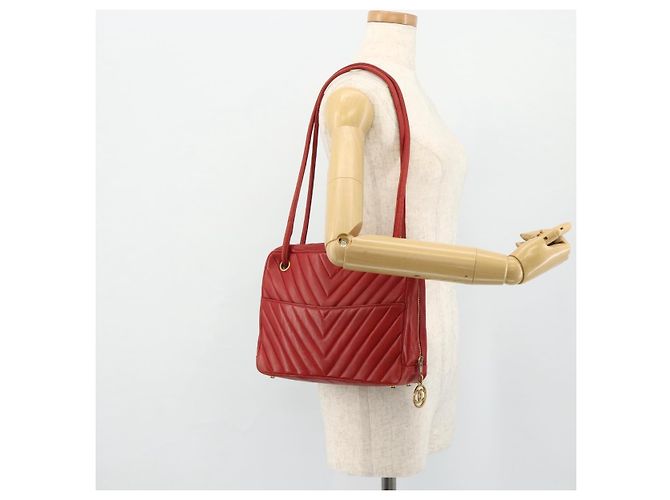 Borsa a Spalla V Stitch CHANEL in Pelle di Agnello Oro Rosso CC Auth mr2345 D'oro - vista 26