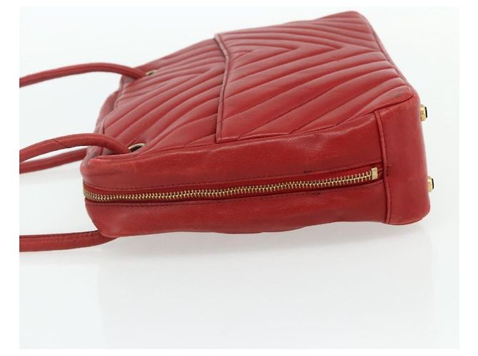 Borsa a Spalla V Stitch CHANEL in Pelle di Agnello Oro Rosso CC Auth mr2345 D'oro - vista 4