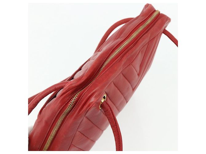 Borsa a Spalla V Stitch CHANEL in Pelle di Agnello Oro Rosso CC Auth mr2345 D'oro - vista 6