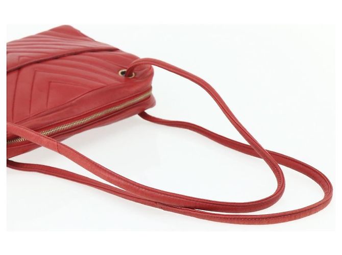 Borsa a Spalla V Stitch CHANEL in Pelle di Agnello Oro Rosso CC Auth mr2345 D'oro - vista 7
