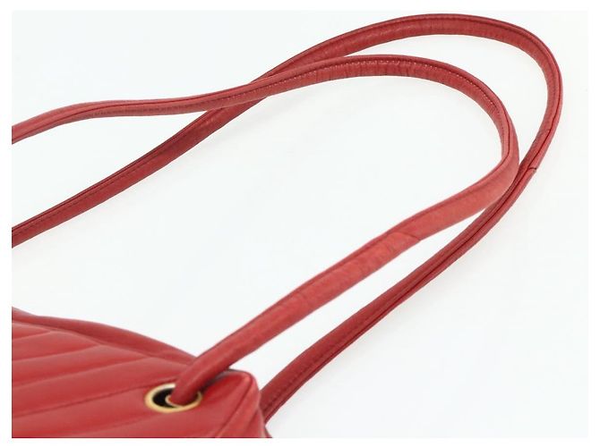 Borsa a Spalla V Stitch CHANEL in Pelle di Agnello Oro Rosso CC Auth mr2345 D'oro - vista 8