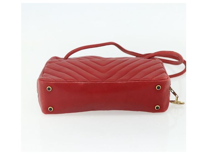 Borsa a Spalla V Stitch CHANEL in Pelle di Agnello Oro Rosso CC Auth mr2345 D'oro - vista 9
