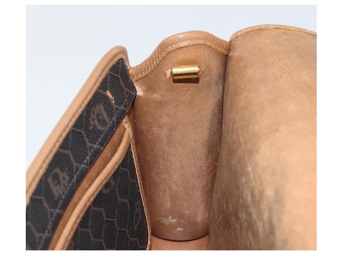 Borsa a spalla in tela a nido d'ape PVC nera e oro Christian Dior Auth 175612 Nero D'oro - vista 19