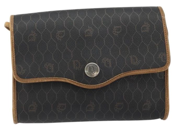 Borsa a spalla in tela a nido d'ape PVC nera e oro Christian Dior Auth 175612 Nero D'oro - vista 2