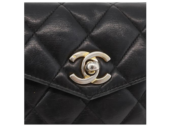 CHANEL Borsa a vita Matelassé in pelle di agnello nera oro CC Auth BA12100 Nero D'oro - vista 14
