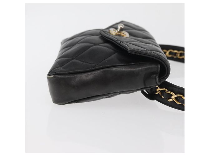 CHANEL Borsa a vita Matelassé in pelle di agnello nera oro CC Auth BA12100 Nero D'oro - vista 4