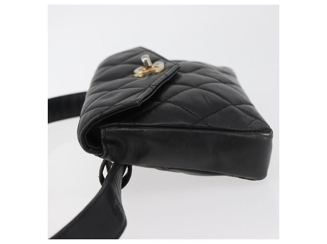 CHANEL Borsa a vita Matelassé in pelle di agnello nera oro CC Auth BA12100 Nero D'oro - vista 5