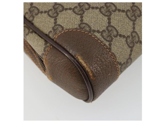 GUCCI GG Supreme Clutch Bag PVC Beige Oro Auth 175370 D'oro - vista 11