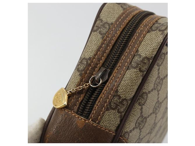 GUCCI GG Supreme Clutch Bag PVC Beige Oro Auth 175370 D'oro - vista 13