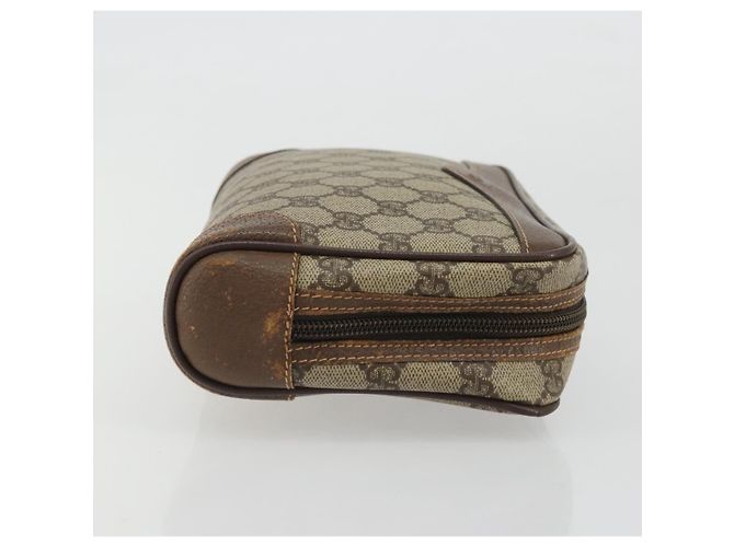 GUCCI GG Supreme Clutch Bag PVC Beige Oro Auth 175370 D'oro - vista 4