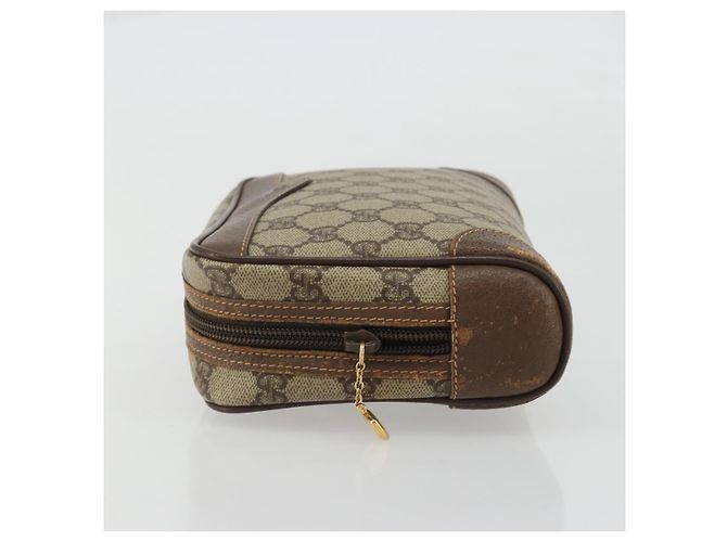 GUCCI GG Supreme Clutch Bag PVC Beige Oro Auth 175370 D'oro - vista 5