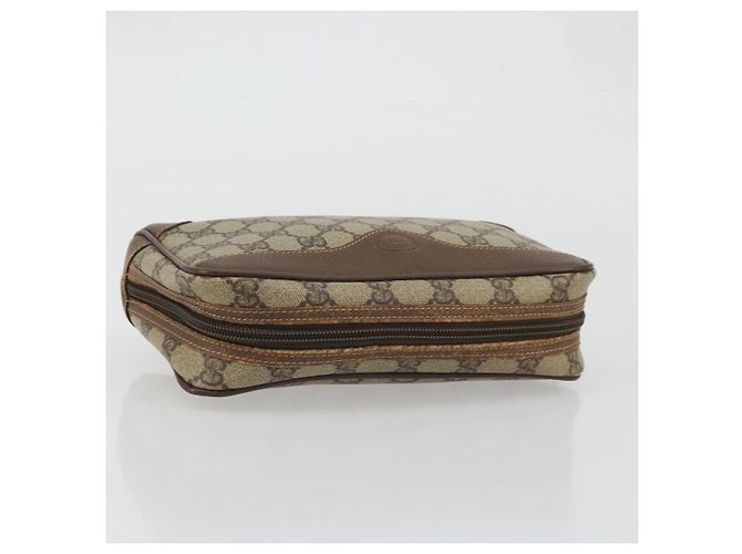GUCCI GG Supreme Clutch Bag PVC Beige Oro Auth 175370 D'oro - vista 6