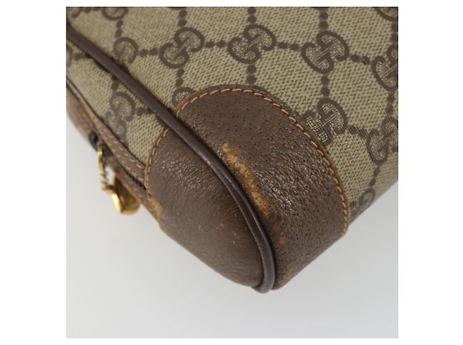 GUCCI GG Supreme Clutch Bag PVC Beige Oro Auth 175370 D'oro - vista 9
