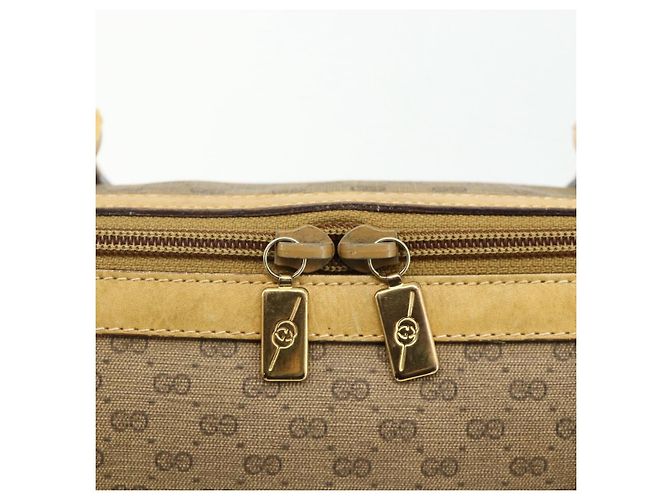 Gucci Borsa a mano Micro GG Supreme PVC 2 vie Beige Oro 002 58 0033 Auth 175355 D'oro - vista 16