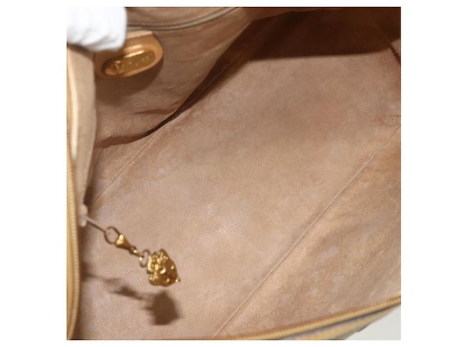 Gucci Borsa a mano Micro GG Supreme PVC 2 vie Beige Oro 002 58 0033 Auth 175355 D'oro - vista 18