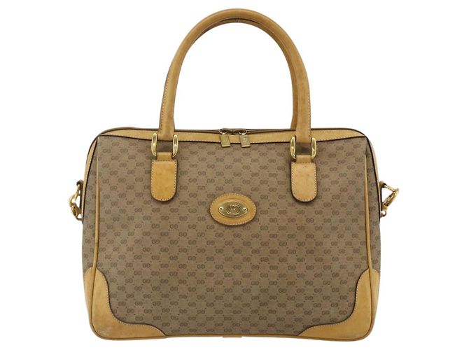 Gucci Borsa a mano Micro GG Supreme PVC 2 vie Beige Oro 002 58 0033 Auth 175355 D'oro - vista 2