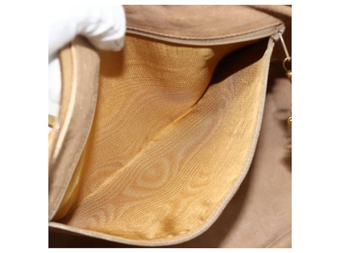Gucci Borsa a mano Micro GG Supreme PVC 2 vie Beige Oro 002 58 0033 Auth 175355 D'oro - vista 22