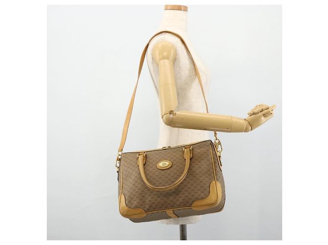 Gucci Borsa a mano Micro GG Supreme PVC 2 vie Beige Oro 002 58 0033 Auth 175355 D'oro - vista 24