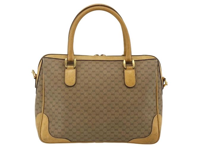 Gucci Borsa a mano Micro GG Supreme PVC 2 vie Beige Oro 002 58 0033 Auth 175355 D'oro - vista 3
