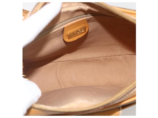 Gucci Borsa a Spalla Micro GG Supreme PVC Beige Oro 001 098 1244 Auth 175291 D'oro - vista 11