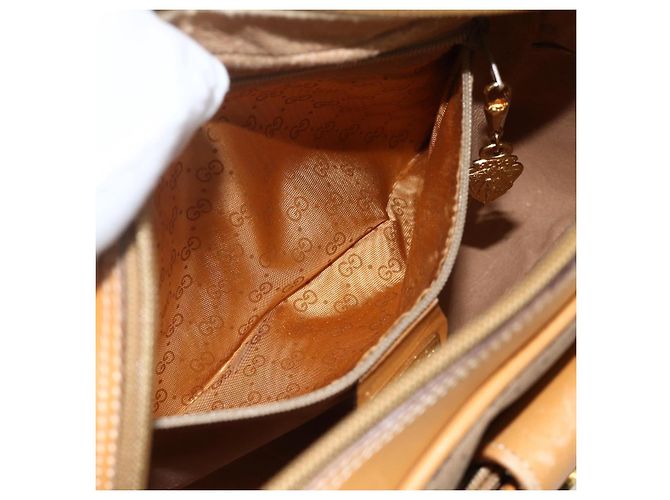 Gucci Borsa a Spalla Micro GG Supreme PVC Beige Oro 001 098 1244 Auth 175291 D'oro - vista 15