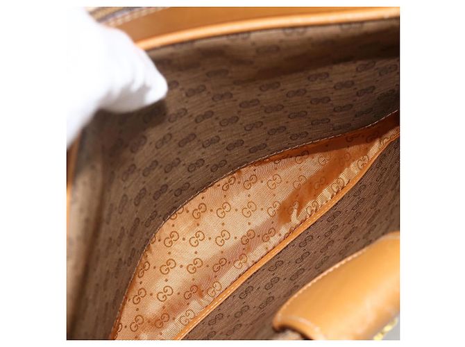 Gucci Borsa a Spalla Micro GG Supreme PVC Beige Oro 001 098 1244 Auth 175291 D'oro - vista 16