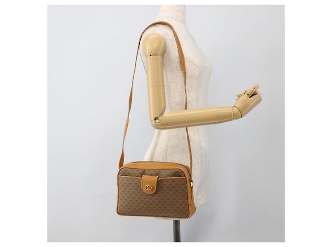 Gucci Borsa a Spalla Micro GG Supreme PVC Beige Oro 001 098 1244 Auth 175291 D'oro - vista 18