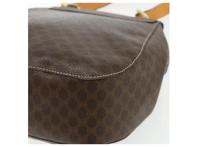 Céline Borsa a Spalla in Tela Macadam CELINE in Pelle PVC Marrone Oro Auth 175798 D'oro - vista 12
