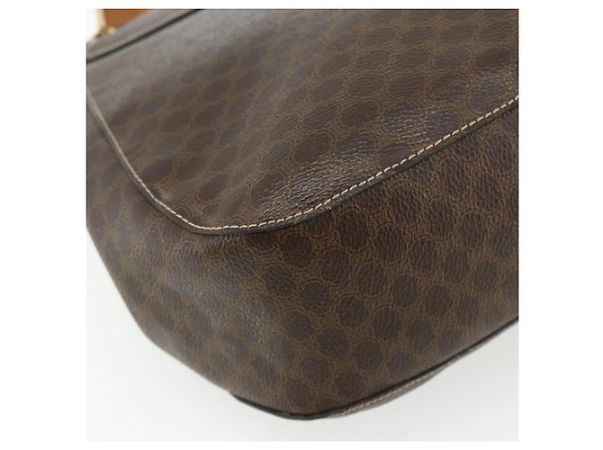 Céline Borsa a Spalla in Tela Macadam CELINE in Pelle PVC Marrone Oro Auth 175798 D'oro - vista 13