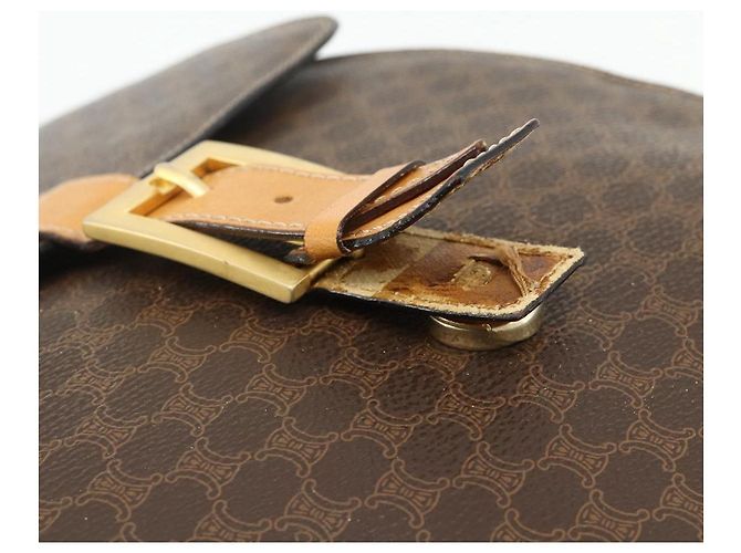 Céline Borsa a Spalla in Tela Macadam CELINE in Pelle PVC Marrone Oro Auth 175798 D'oro - vista 14