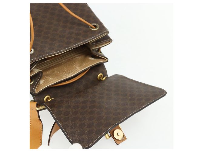 Céline Borsa a Spalla in Tela Macadam CELINE in Pelle PVC Marrone Oro Auth 175798 D'oro - vista 15