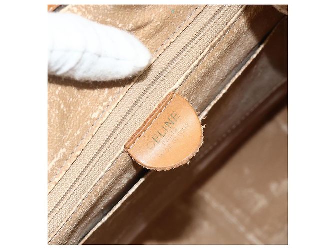 Céline Borsa a Spalla in Tela Macadam CELINE in Pelle PVC Marrone Oro Auth 175798 D'oro - vista 16