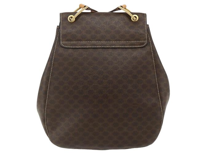 Céline Borsa a Spalla in Tela Macadam CELINE in Pelle PVC Marrone Oro Auth 175798 D'oro - vista 3