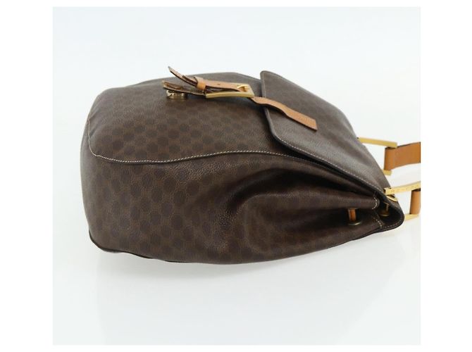 Céline Borsa a Spalla in Tela Macadam CELINE in Pelle PVC Marrone Oro Auth 175798 D'oro - vista 5