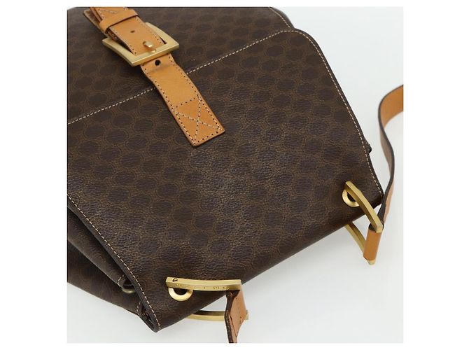 Céline Borsa a Spalla in Tela Macadam CELINE in Pelle PVC Marrone Oro Auth 175798 D'oro - vista 6