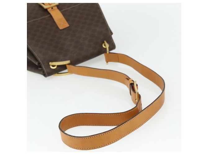 Céline Borsa a Spalla in Tela Macadam CELINE in Pelle PVC Marrone Oro Auth 175798 D'oro - vista 7