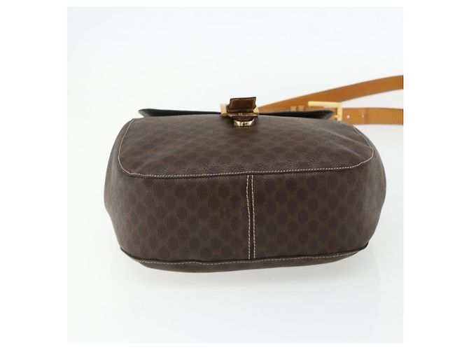 Céline Borsa a Spalla in Tela Macadam CELINE in Pelle PVC Marrone Oro Auth 175798 D'oro - vista 9