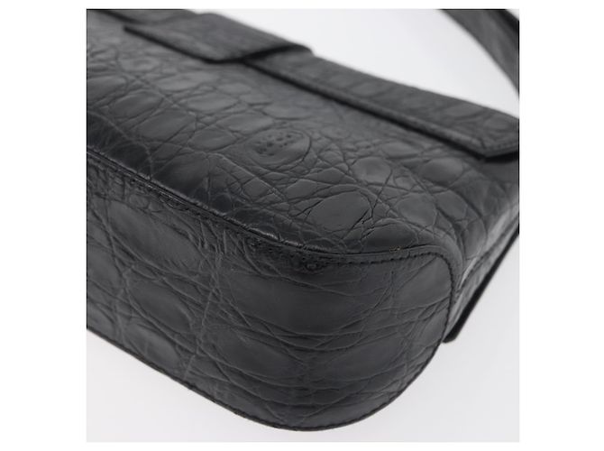 Borsa in pelle nera e oro Gancini Croco Embossed Salvatore Ferragamo Auth 176066A Nero D'oro - vista 13