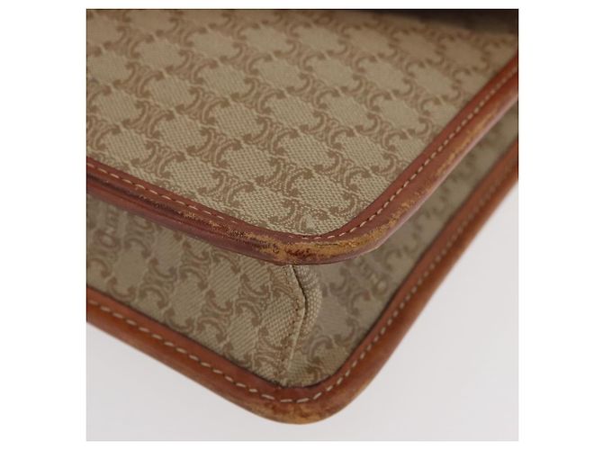 Céline Borsa a Spalla in Tela Macadam CELINE PVC Beige Oro Auth ka3864 D'oro - vista 11